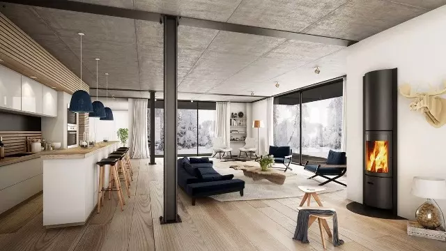 Desain Ruang Keluarga dan Dapur Tanpa Sekat